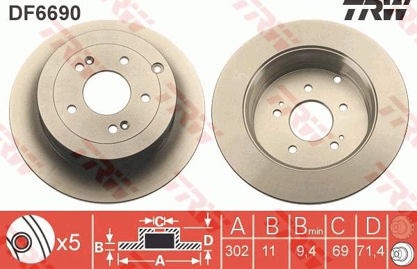 TRW DF6690 - Тормозной диск autospares.lv