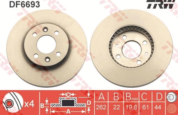 TRW DF6693 - Тормозной диск autospares.lv