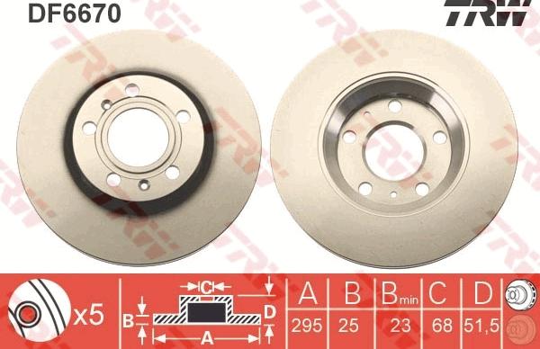 TRW DF6670 - Тормозной диск autospares.lv