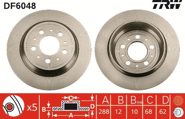 TRW DF6048 - Тормозной диск autospares.lv