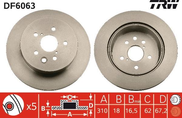 TRW DF6063 - Тормозной диск autospares.lv