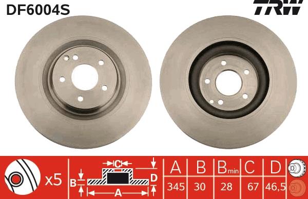 TRW DF6004S - Тормозной диск autospares.lv