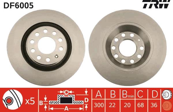 TRW DF6005 - Тормозной диск autospares.lv