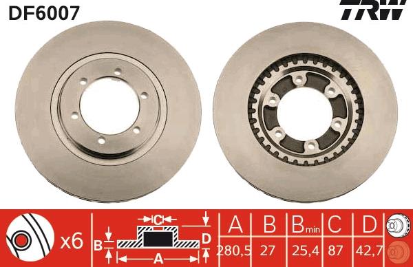 TRW DF6007 - Тормозной диск autospares.lv