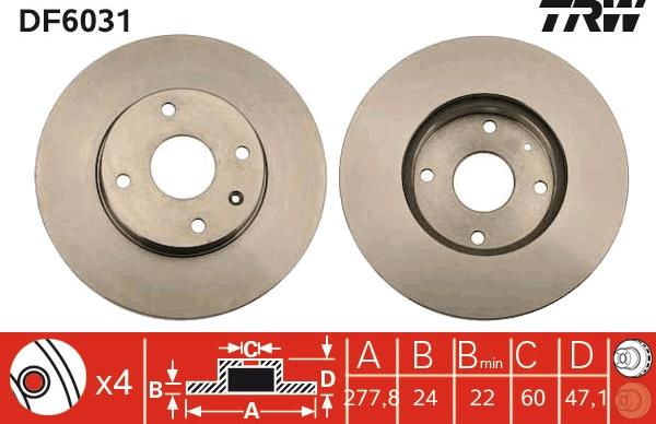 TRW DF6031 - Тормозной диск autospares.lv