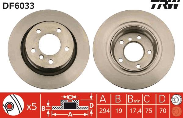 TRW DF6033 - Тормозной диск autospares.lv