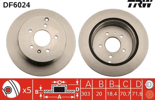 TRW DF6024 - Тормозной диск autospares.lv