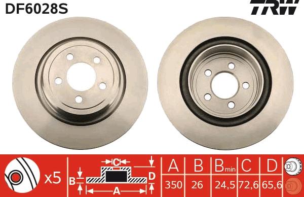 TRW DF6028S - Тормозной диск autospares.lv