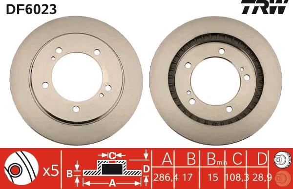 TRW DF6023 - Тормозной диск autospares.lv