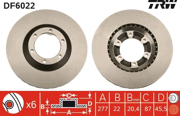 TRW DF6022 - Тормозной диск autospares.lv