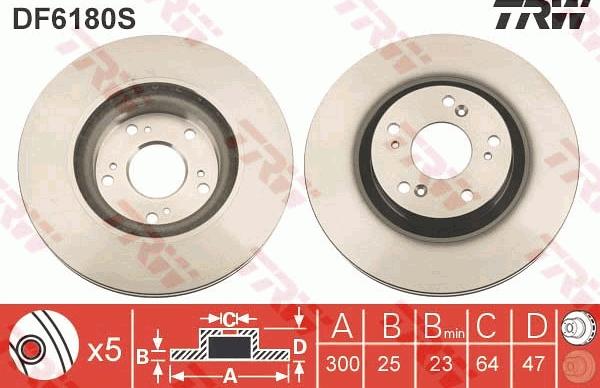 TRW DF6180S - Тормозной диск autospares.lv