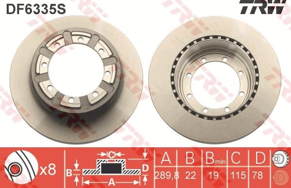 TRW DF6335S - Тормозной диск autospares.lv