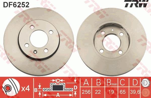 TRW DF6252 - Тормозной диск autospares.lv