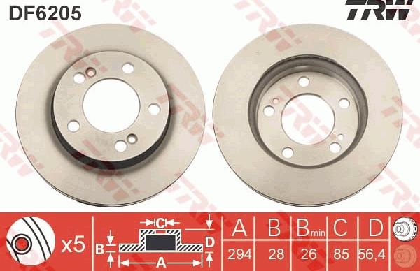 TRW DF6205 - Тормозной диск autospares.lv