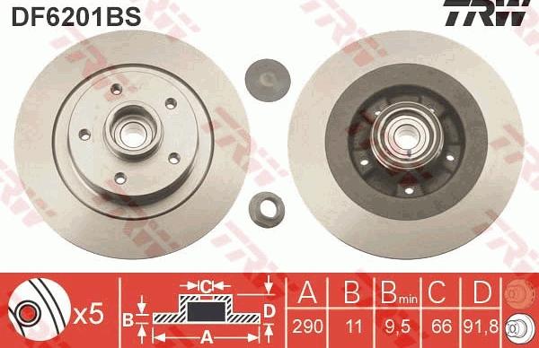 TRW DF6201BS - Тормозной диск autospares.lv