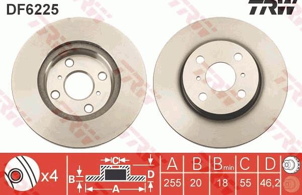 TRW DF6225 - Тормозной диск autospares.lv