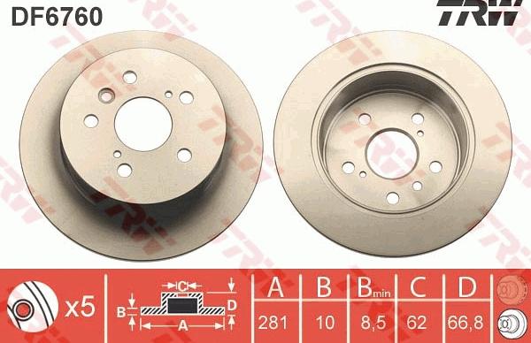 TRW DF6760 - Тормозной диск autospares.lv