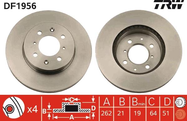 TRW DF1956 - Тормозной диск autospares.lv