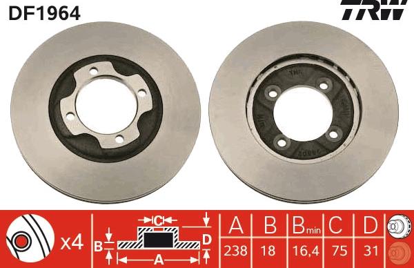 TRW DF1964 - Тормозной диск autospares.lv