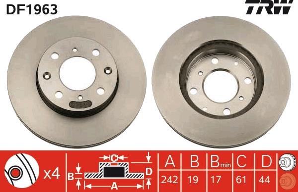 TRW DF1963 - Тормозной диск autospares.lv