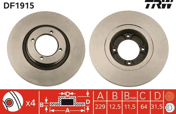 TRW DF1915 - Тормозной диск autospares.lv