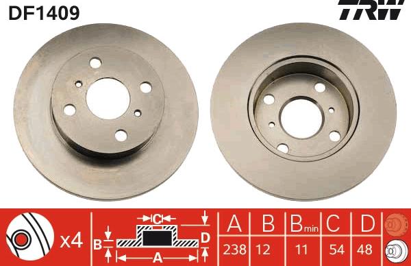 TRW DF1409 - Тормозной диск autospares.lv