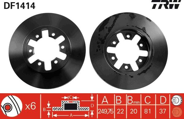 TRW DF1414 - Тормозной диск autospares.lv