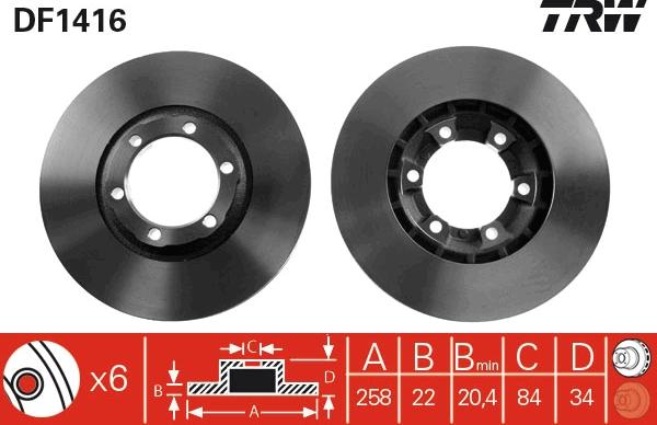 TRW DF1416 - Тормозной диск autospares.lv