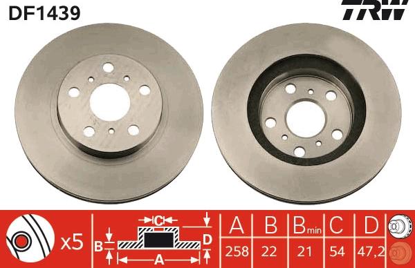 TRW DF1439 - Тормозной диск autospares.lv