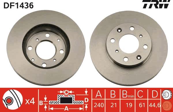 TRW DF1436 - Тормозной диск autospares.lv