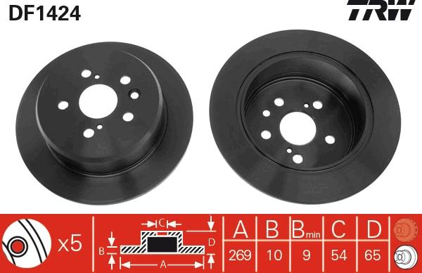 TRW DF1424 - Тормозной диск autospares.lv