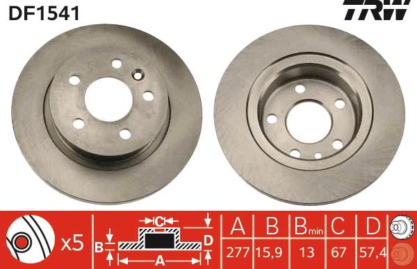 TRW DF1541 - Тормозной диск autospares.lv