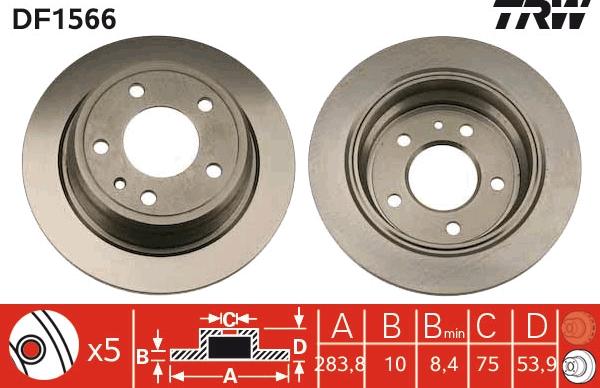 TRW DF1566 - Тормозной диск autospares.lv