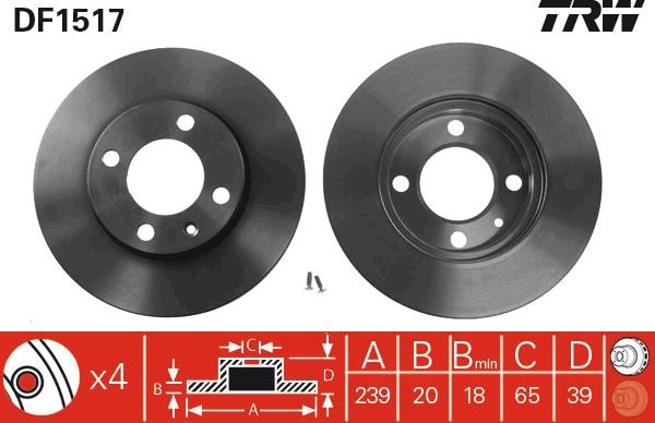 TRW DF1517 - Тормозной диск autospares.lv