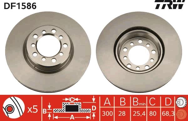 TRW DF1586 - Тормозной диск autospares.lv