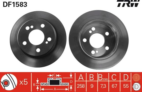 TRW DF1583 - Тормозной диск autospares.lv