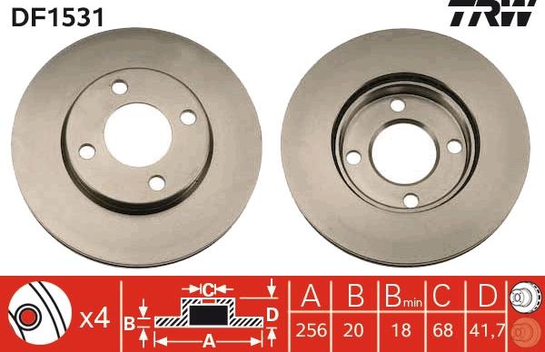 TRW DF1531 - Тормозной диск autospares.lv