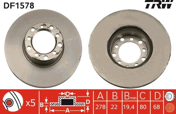 TRW DF1578 - Тормозной диск autospares.lv