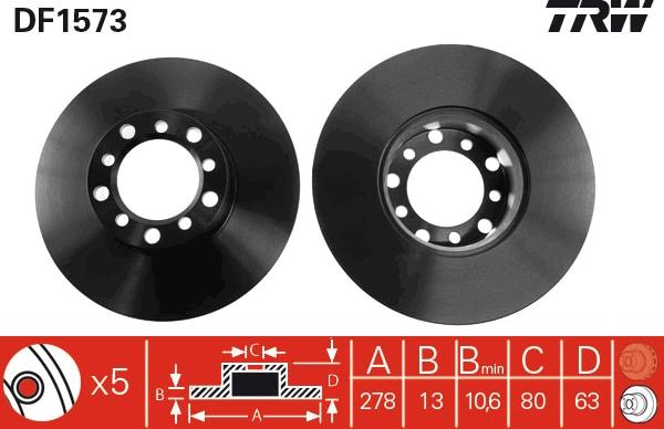 TRW DF1573 - Тормозной диск autospares.lv