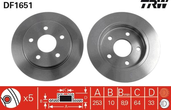 TRW DF1651 - Тормозной диск autospares.lv