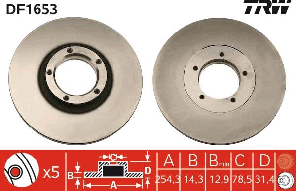 TRW DF1653 - Тормозной диск autospares.lv