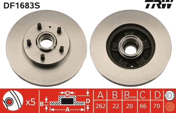 TRW DF1683S - Тормозной диск autospares.lv