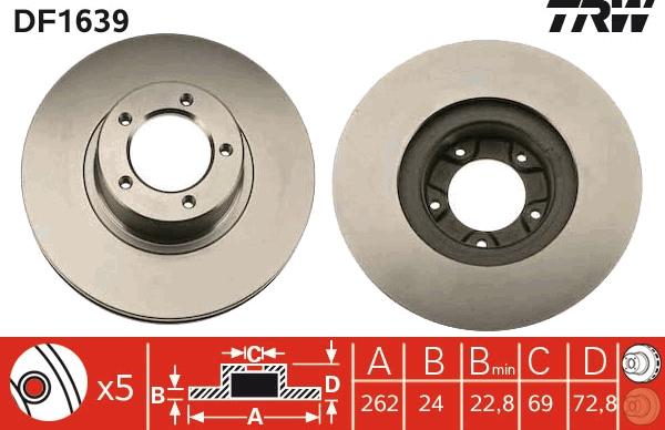 TRW DF1639 - Тормозной диск autospares.lv