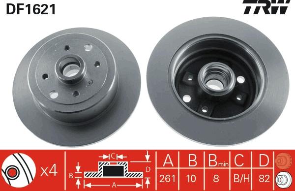 TRW DF1621 - Тормозной диск autospares.lv