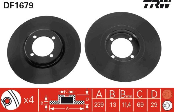 TRW DF1679 - Тормозной диск autospares.lv