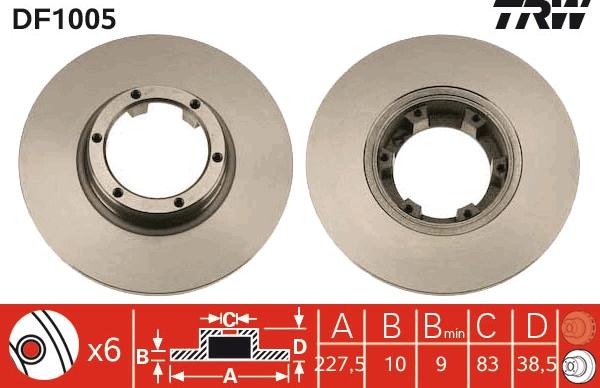 TRW DF1005 - Тормозной диск autospares.lv