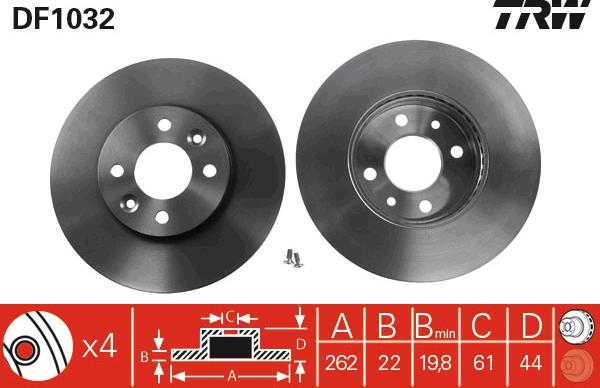 TRW DF1032 - Тормозной диск autospares.lv