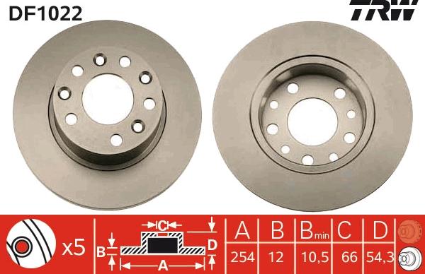 TRW DF1022 - Тормозной диск autospares.lv