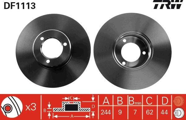 TRW DF1113 - Тормозной диск autospares.lv