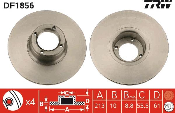 TRW DF1856 - Тормозной диск autospares.lv